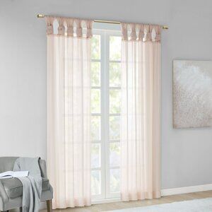 Madison Park Twisted Voile 50 x 63-Inch Window Curtains Blush Sheer 2 Panels